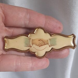 Antique Victorian Celluloid Handshake Pin